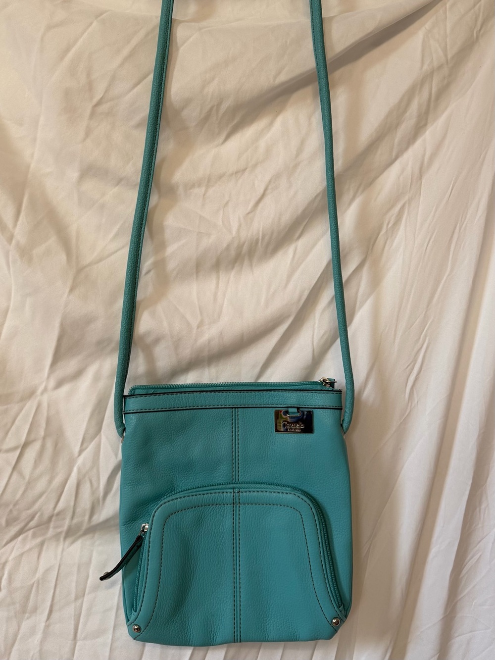 Tignanello Turquoise Pebbled Crossbody Bag